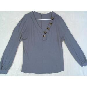 CUTE BLUE TOP BY EPRETTY CHICAGO GREAT CONDITION SIZE LARGE BIG BUTTONS